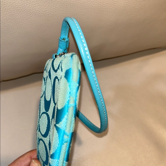 Coach Turquoise Signature Canvas Wristlet - Picture 7 of 10